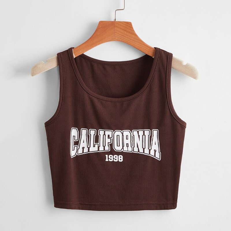

Letter Graphic Tank Top, Chocolate brown