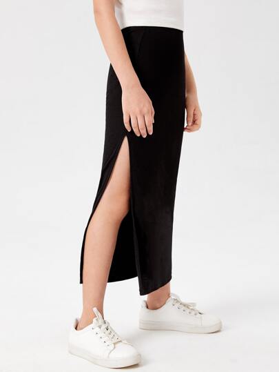 تنورة ماكسي وسط بسحاب عالي بلون صلب جذابة للفتاة المراهقة ، أنيقة و عصرية