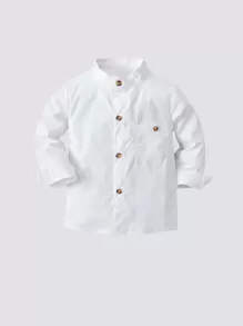 SHEIN 小男童口袋小高領襯衫