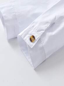 SHEIN 小男童口袋小高領襯衫