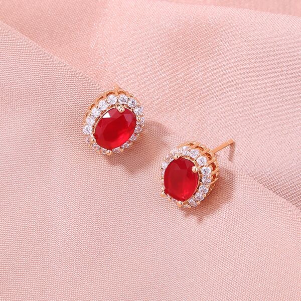 

Zircon Decor Stud Earrings, Burgundy