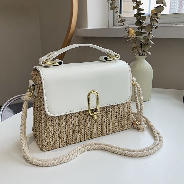 

Buckle Straw Bag, Multicolor