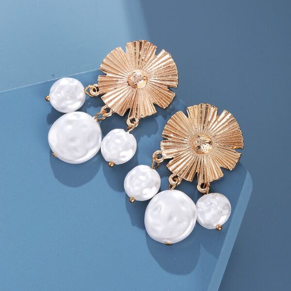 

Faux Pearl Decor Drop Earrings, Gold
