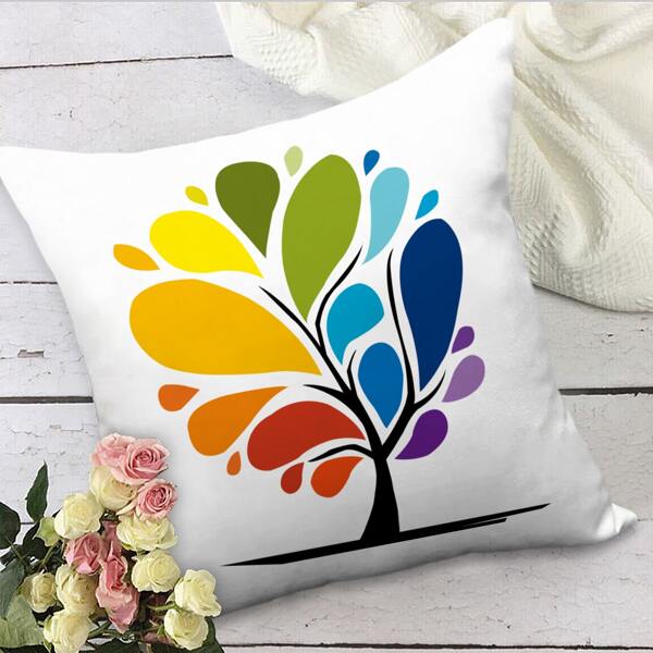 

Tree Print Cushion Cover Without Filler, Multicolor