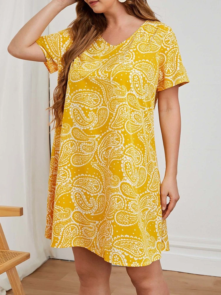 EMERY ROSE Vestido túnico con paisley - Amarillo - Añade 4
