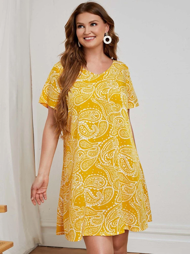 EMERY ROSE Vestido túnico con paisley - Amarillo - Añade 5