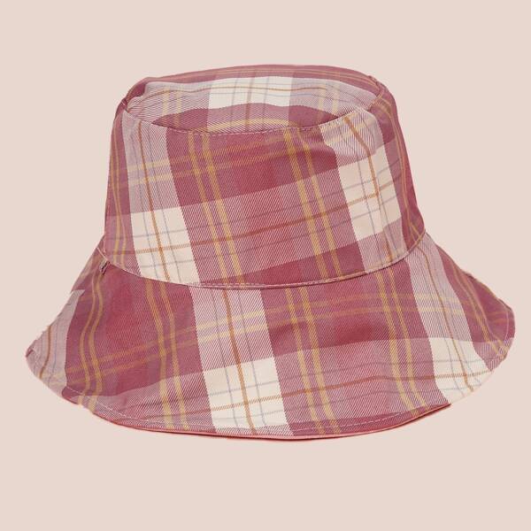 

Plaid Print Bucket Hat, Pink