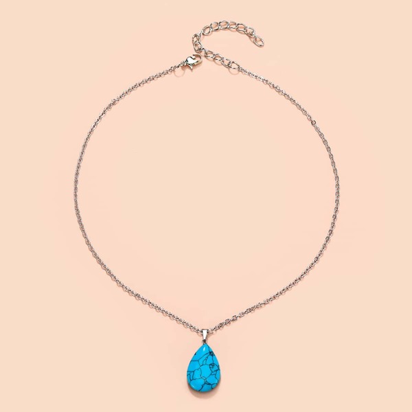 

Water Drop Charm Necklace, Green