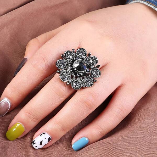 

Crystal Decor Ring, Gun black