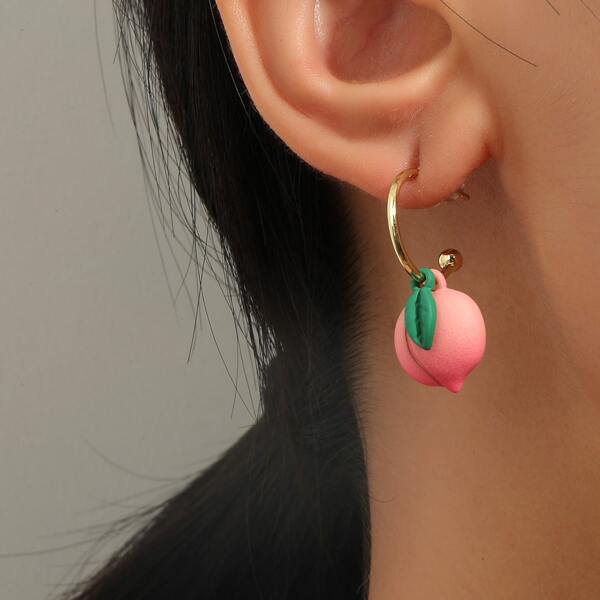 

Fruit Charm Earrings, Pink