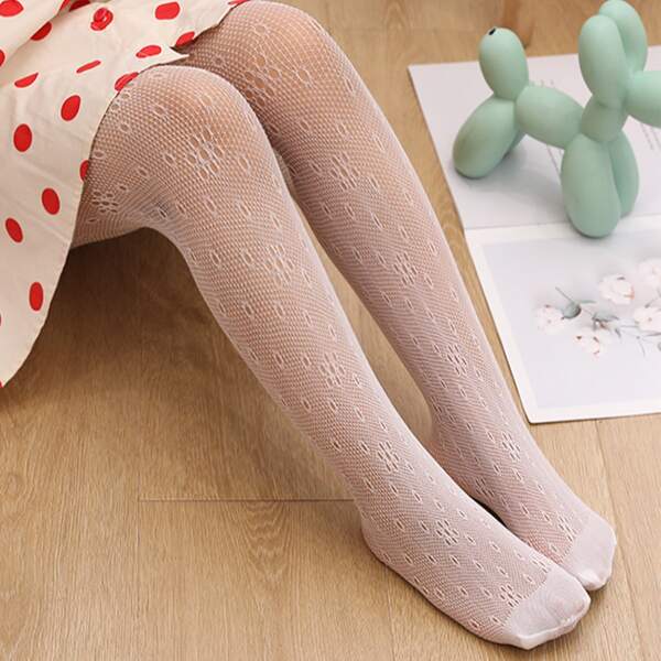 

Toddler Girls Hollow Out Fishnet Tights, White