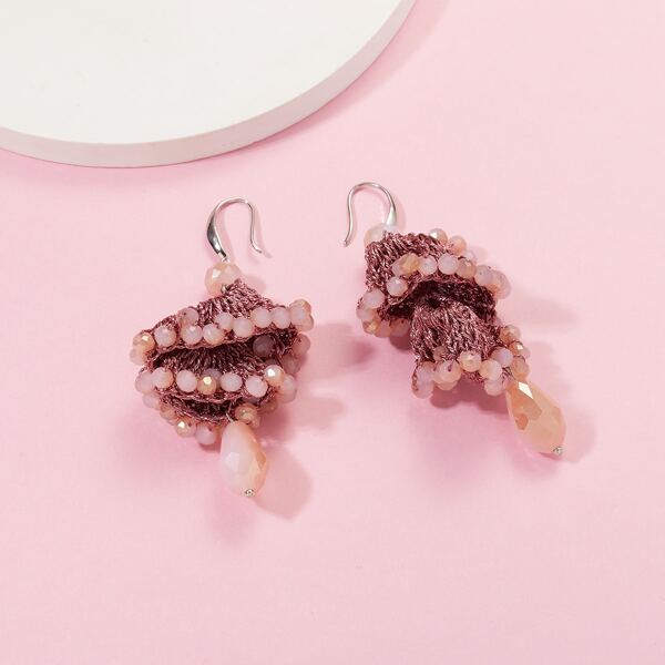 

Bead Drop Earrings, Pink