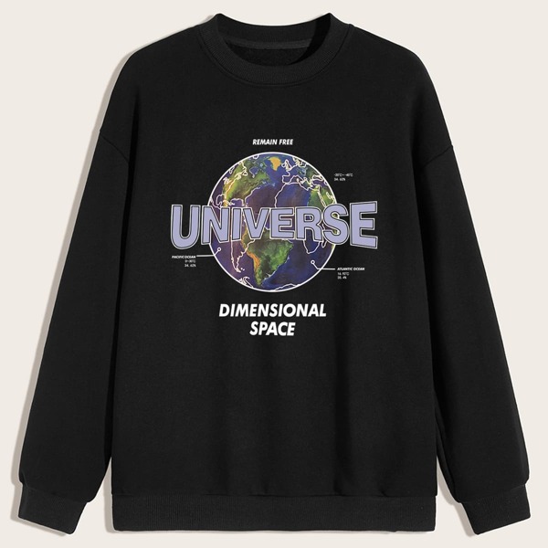 

Guys Letter Planet Graphic Sweatshirt, Black