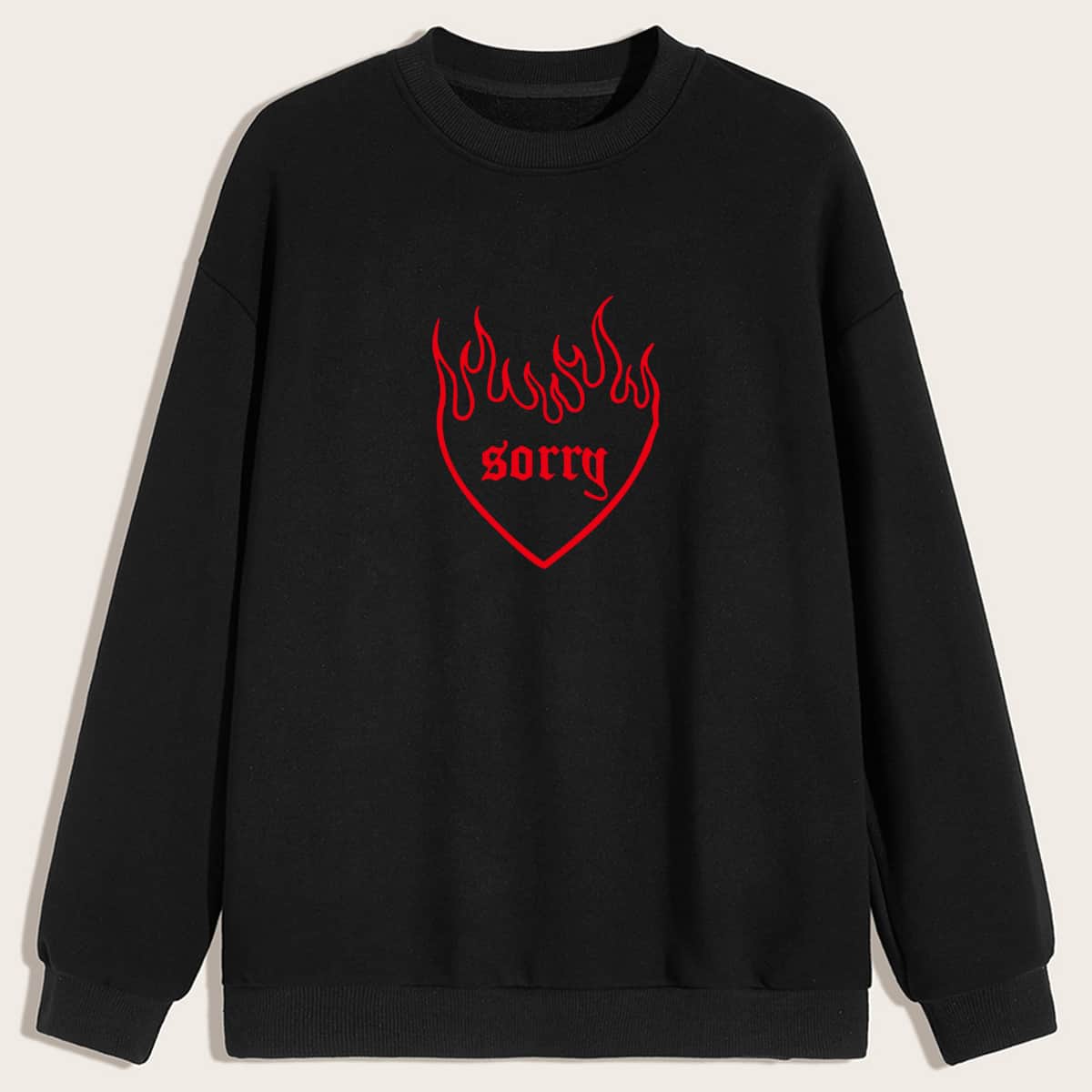 

Guys Fire & Letter Graphic Sweatshirt, Black