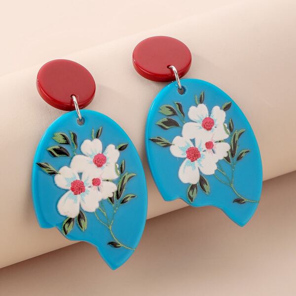

Floral Print Drop Earrings, Multicolor