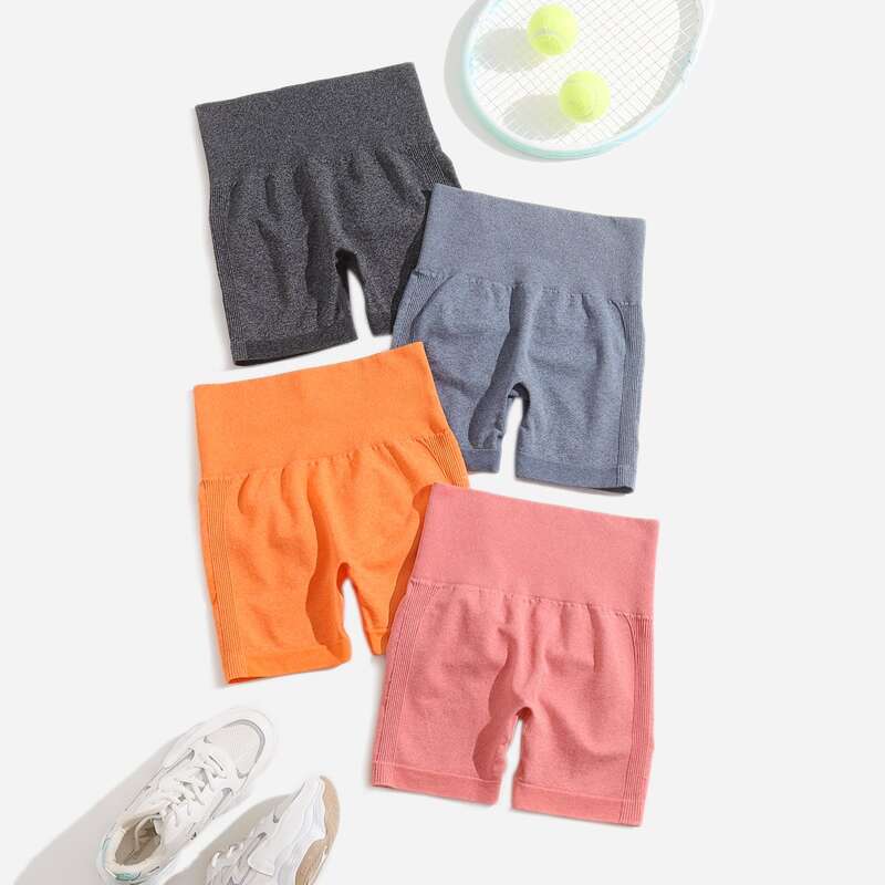 

4pcs Scrunch Butt Sports Shorts, Multicolor