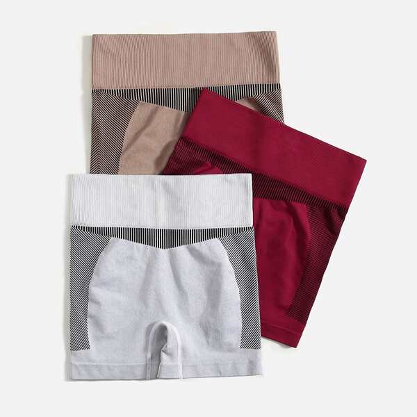 

3pcs High Stretch Sports Shorts, Multicolor