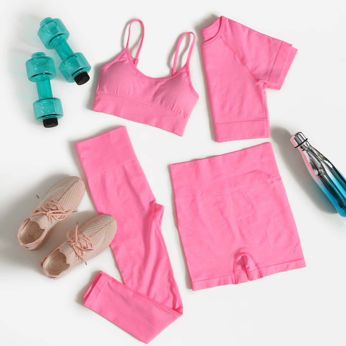 

4pcs Breathable High Stretch Sports Set, Pink