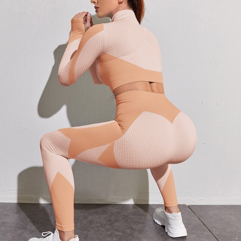 

Breathable Zip Up Jacket & Leggings Sports Set, Pink