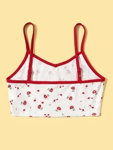 SHEIN 女孩印花撞色滾邊吊帶短上衣 - 白色 - 查看 2