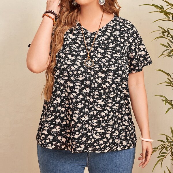 

Plus Ditsy Floral Blouse, Multicolor