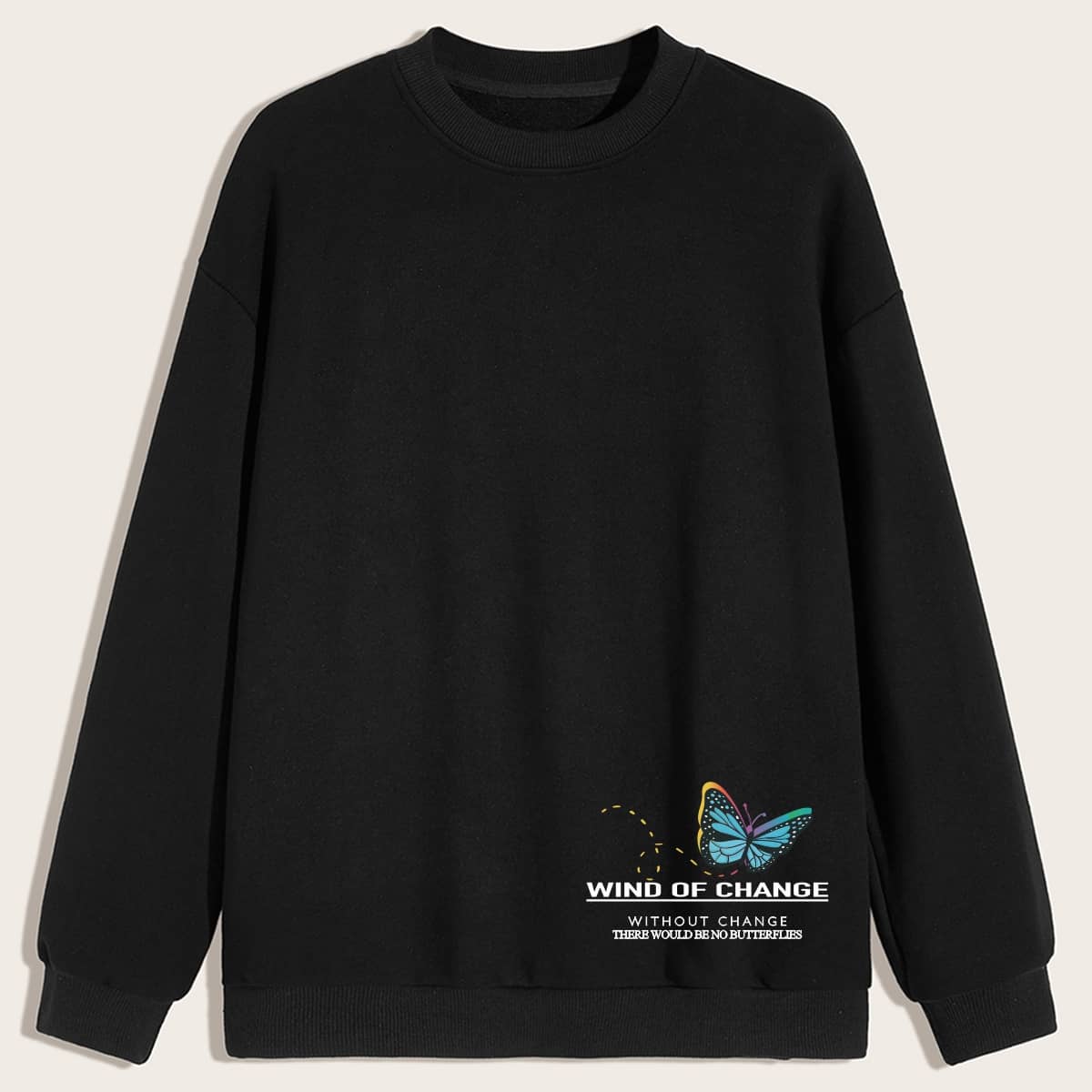 

Guys Butterfly & Slogan Graphic Sweatshirt, Black