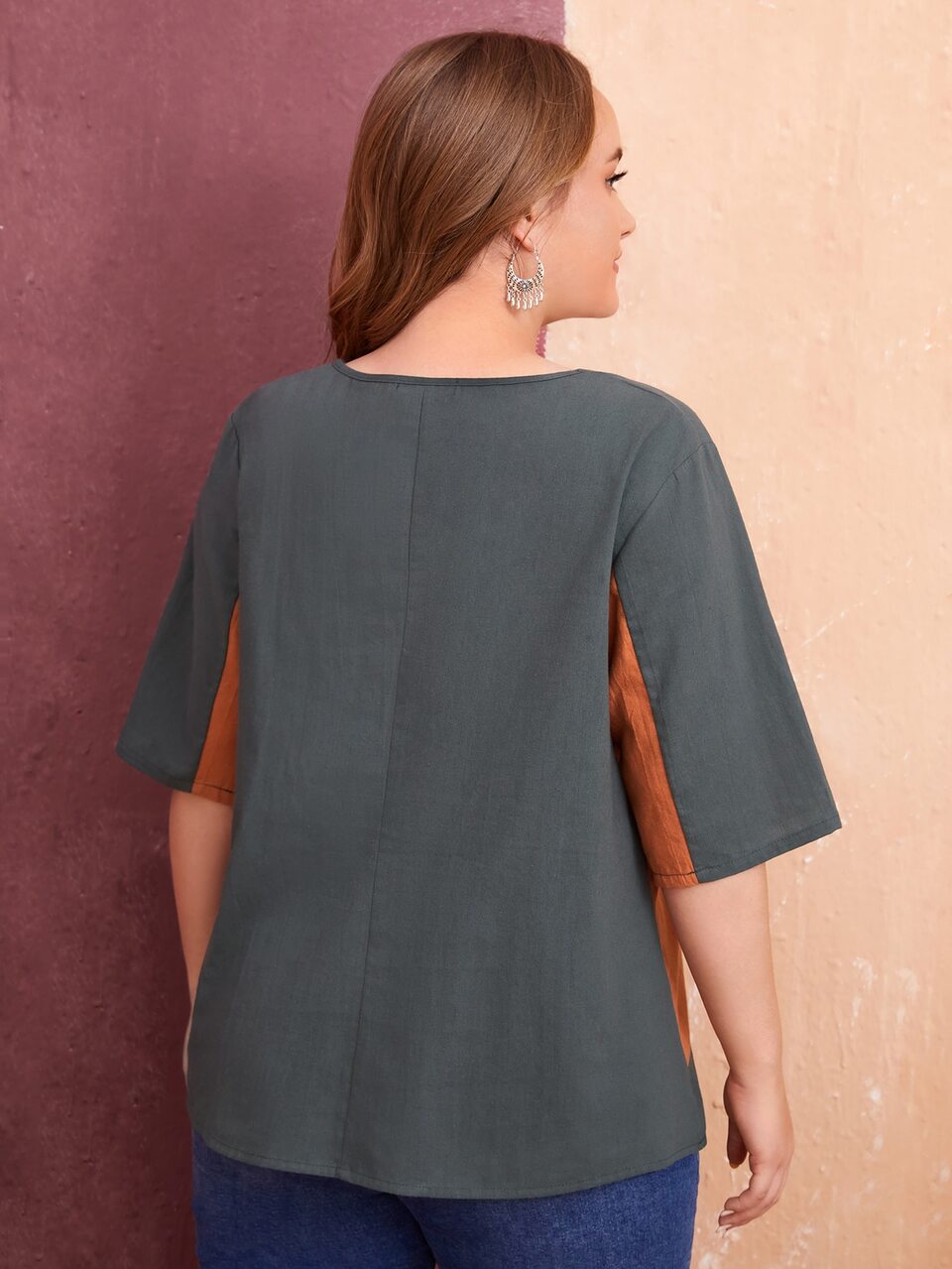 Plus Colorblock Blouse