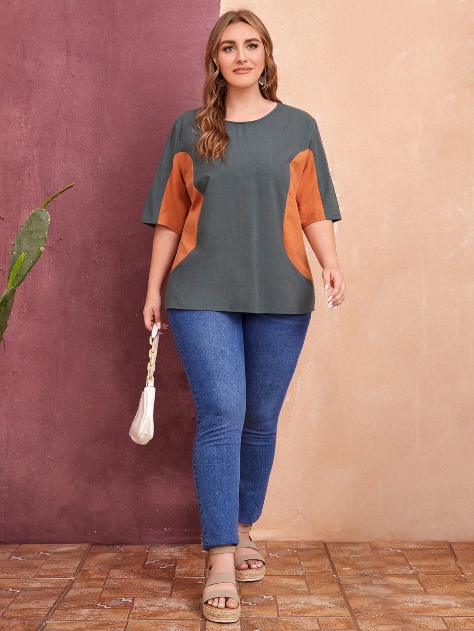 Plus Colorblock Blouse