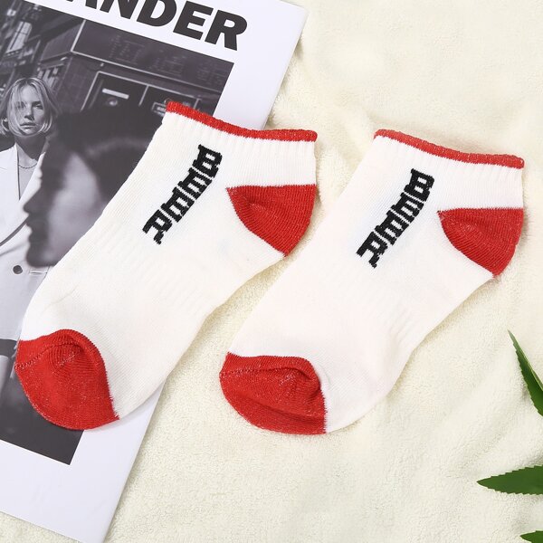 

Letter Graphic Ankle Socks, Apricot