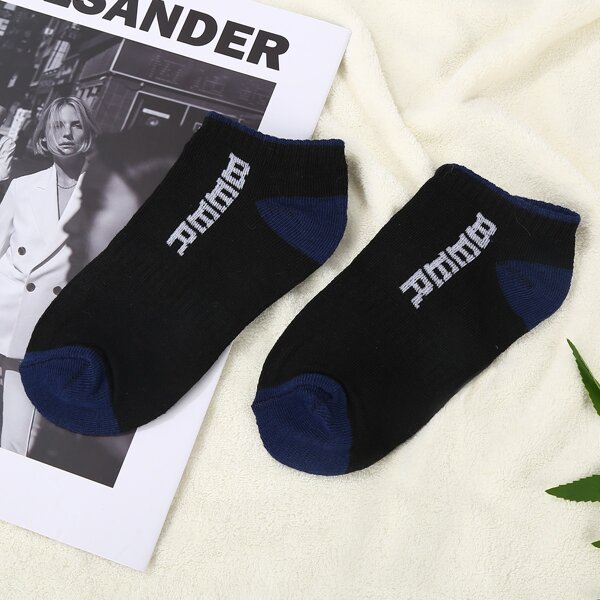 

Letter Graphic Ankle Socks, Black