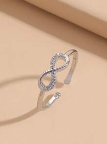 Anillo con diseño con diamante de imitación infinito - Plateado - Ver 2