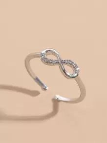 Anillo con diseño con diamante de imitación infinito - Plateado - Ver 4