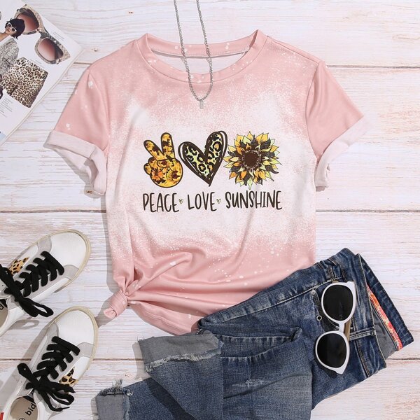 

Plus Sunflower And Letter Graphic Tee, Pink