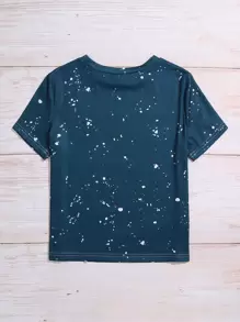 Plus Sunflower And Letter Graphic Tee - Teal Blue - View 2