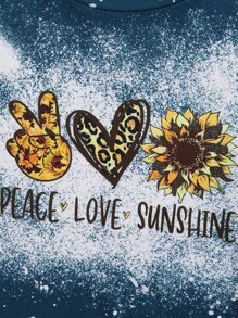 Plus Sunflower And Letter Graphic Tee - Teal Blue - View 5