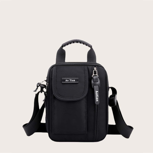 

Men Simple Crossbody Bag, Black