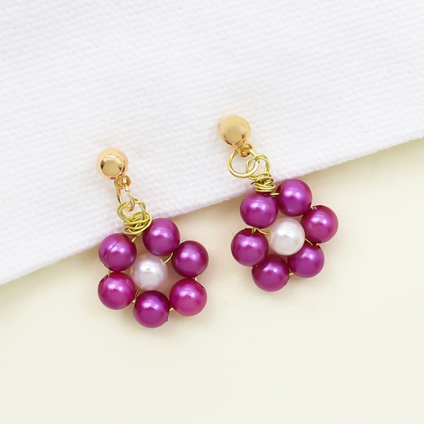 

Faux Pearl Decor Drop Earrings, Purple
