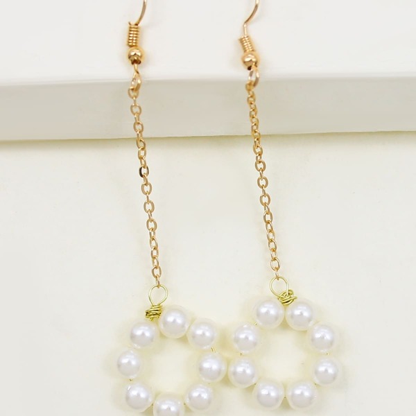 

Faux Pearl Decor Drop Earrings, Gold