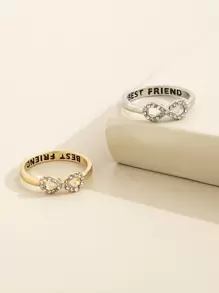 2pcs Rhinestone Infinity Decor Ring - Multicolor - View 2