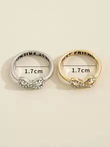 2pcs Rhinestone Infinity Decor Ring - Multicolor - View 3