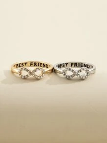 2pcs Rhinestone Infinity Decor Ring - Multicolor - View 4