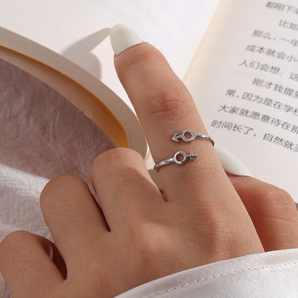 

Gender Sign Design Cuff Ring, Silver