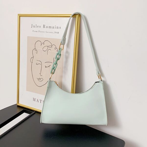 

Solid Chain Shoulder Bag, Green