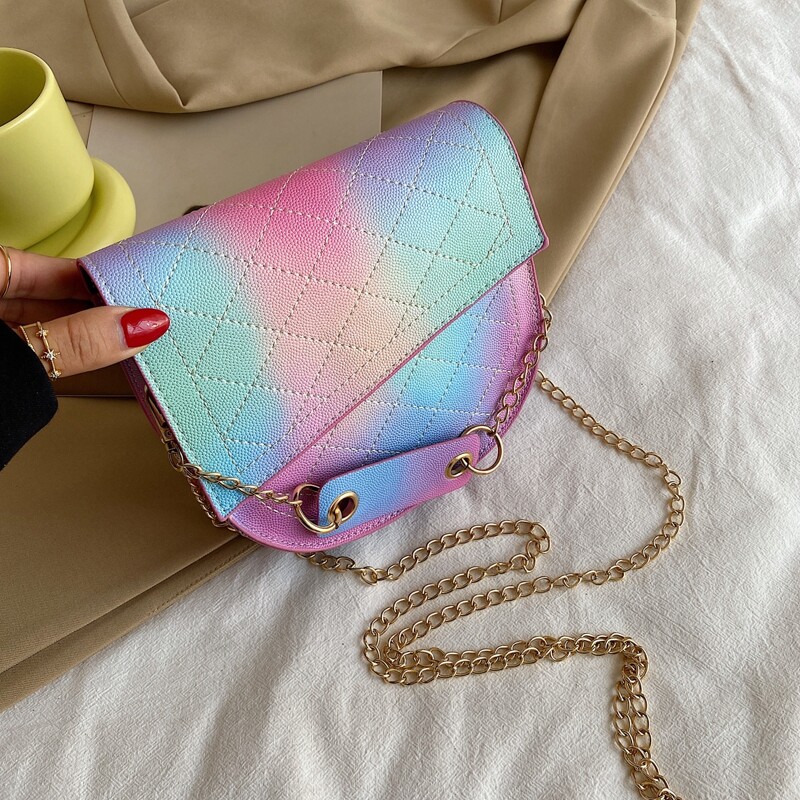 

Ombre Chain Strap Saddle Bag, Multicolor