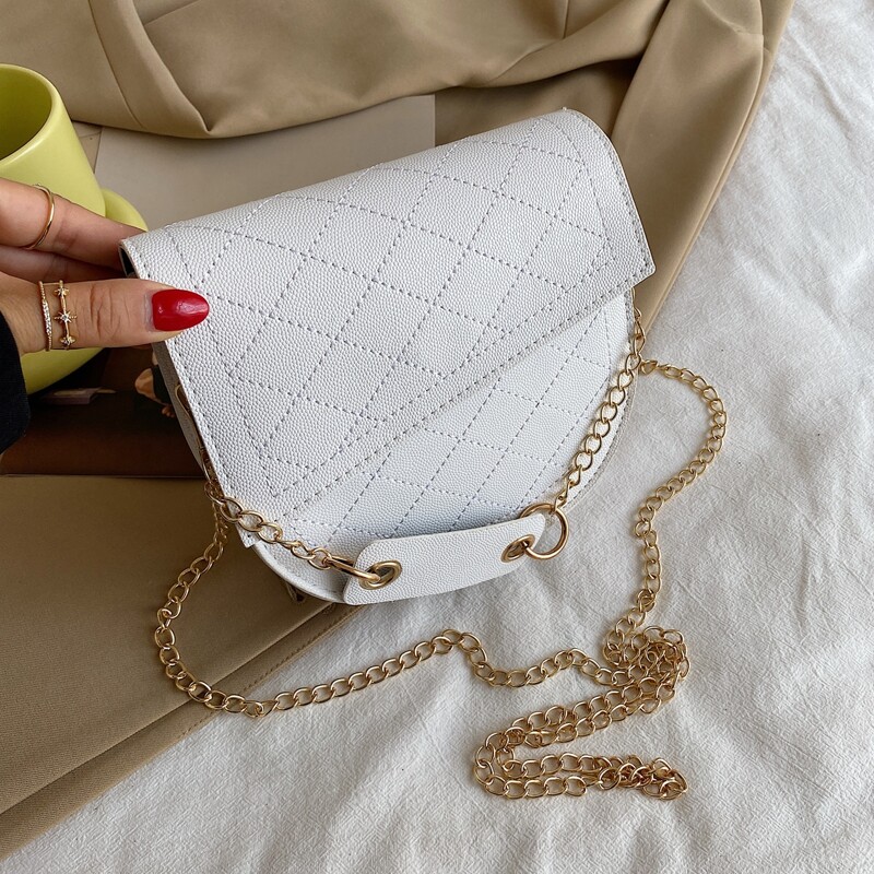 

Chain Strap Saddle Bag, White