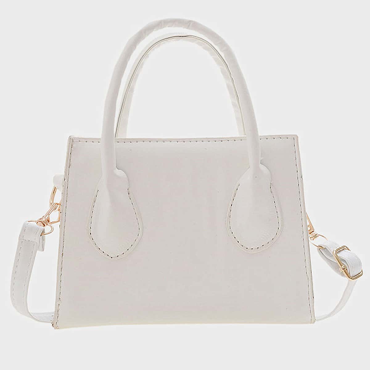 

Double Handle Square Bag, White