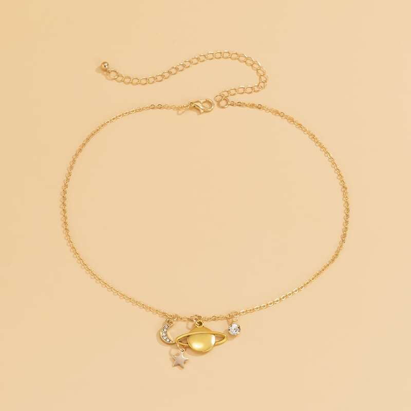 

Planet Pendant Chain Necklace, Gold