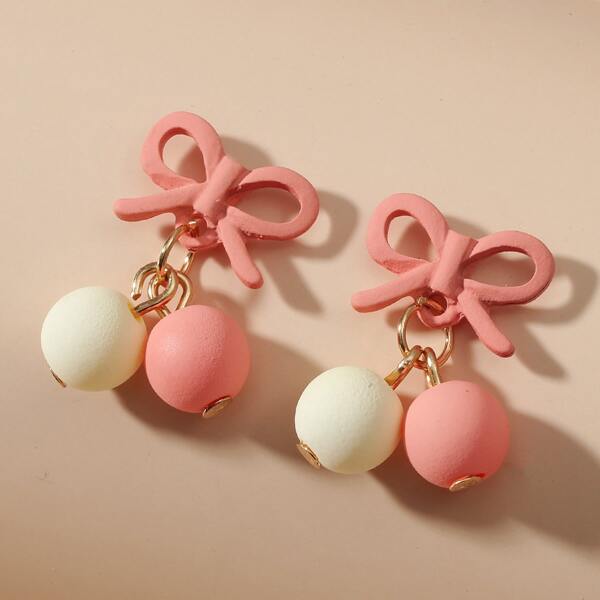 

Bow Knot Decor Earrings, Pink