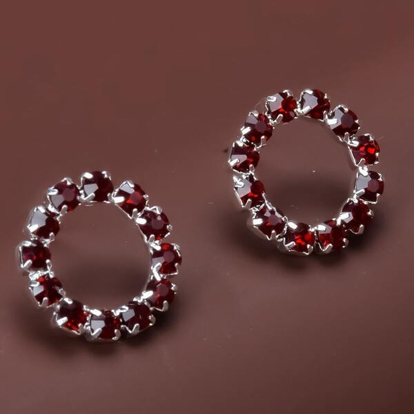 

Rhinestone Decor Stud Earrings, Red