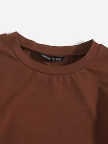 SHEIN EZwear 2 件装褶饰抽绳侧边 T 恤 - 彩色 - 查看 3